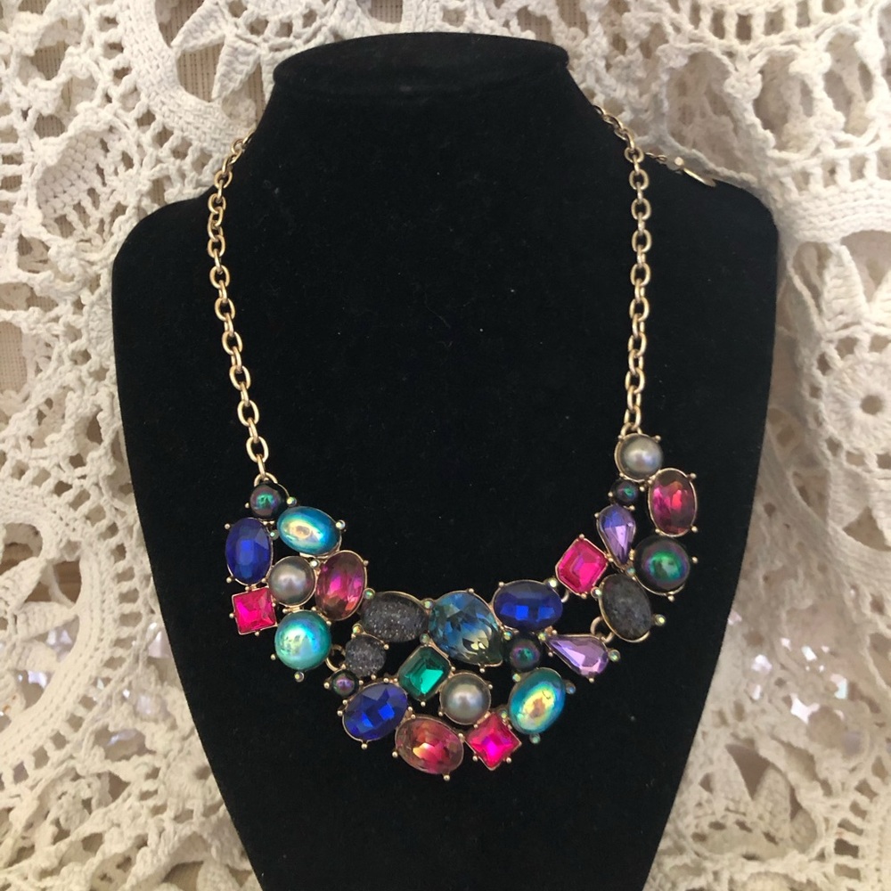 Vintage NWT Betsey Johnson Multicolor Gemstone Statement Necklace